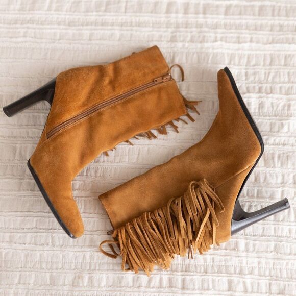 Predictions Brown Cognac‎ Suede Tassel Ankle Boots size 8 - Picture 1 of 12